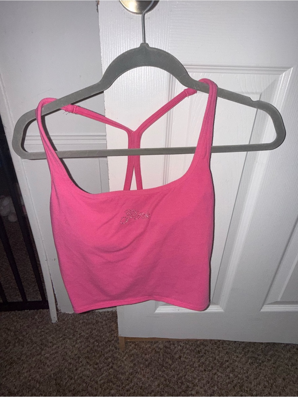 PINK Victoria's Secret Hot Pink Rhinestone Logo Bandeau Tank